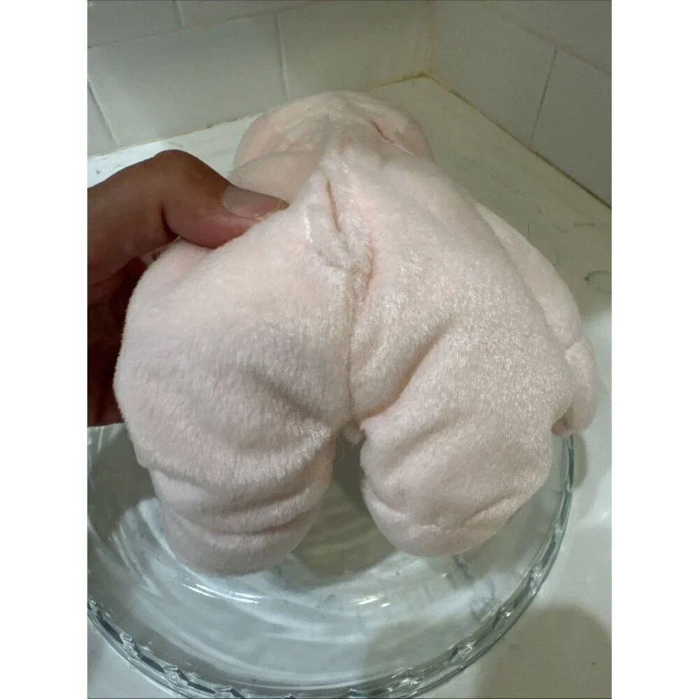 Animal Adventure Stuffed Plush White Bear in a Bunny Pink Suit VTG